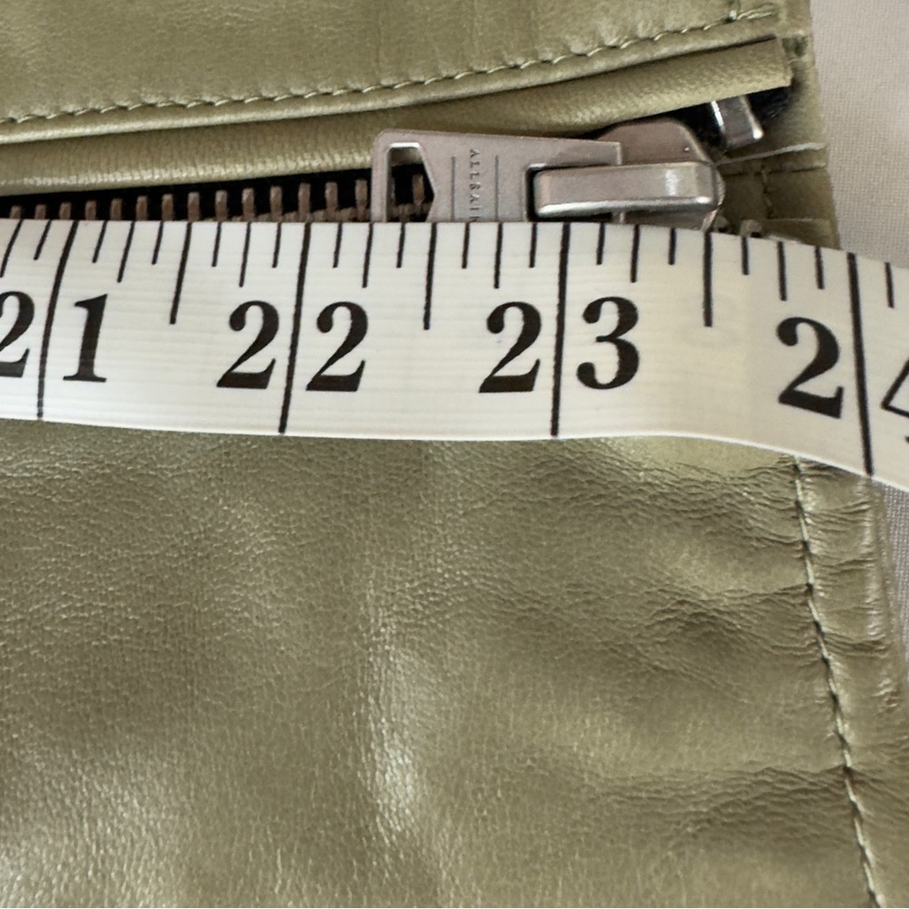 ALLSAINTS Women's Balfern Leather Biker Jacket in Soft Sage Size 6 - Picture 16 of 16